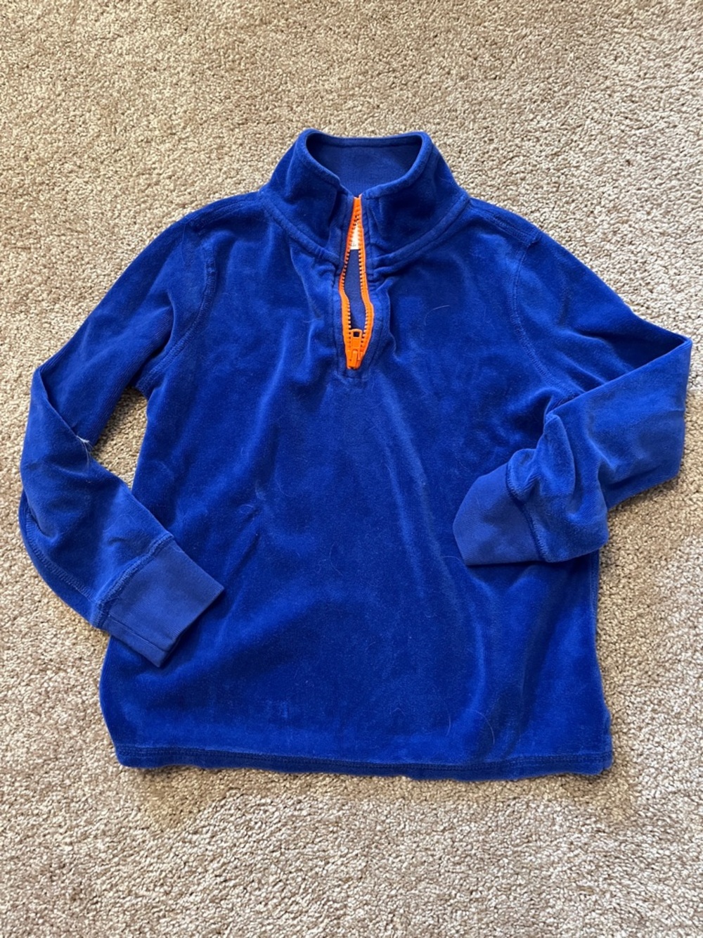 Crewcuts Royal Blue Zip-Up Fleece with Orange Zip Pull